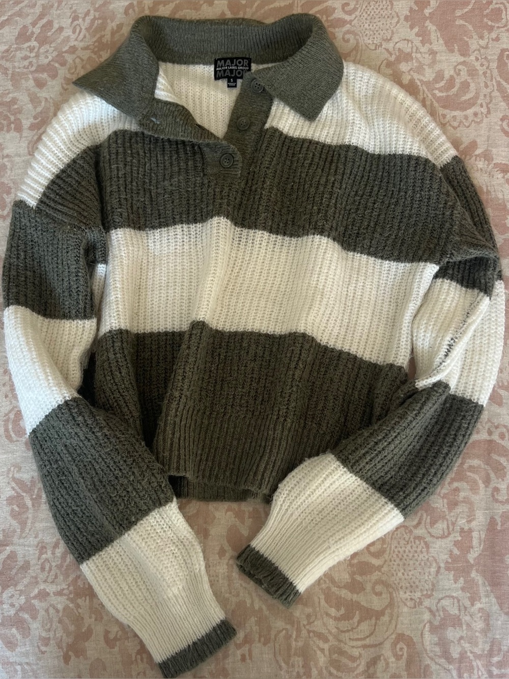 Major Label Group striped long sleeve polo sweater